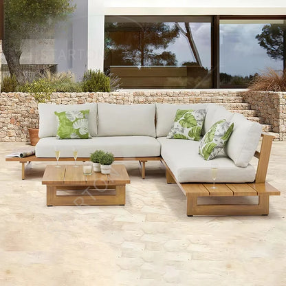 Garden Garden Furniture Outdoor Sofa Set Modern Home Style Teak Sofa with Coffee Table