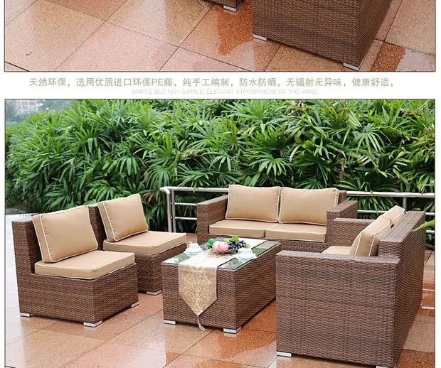 Outdoor Open-air Garden Sofas Hotel Backrest Modern Leisure Garden Sofas Balcony Pe Rattan Furniture Sofá Do Jardim MHHYSF