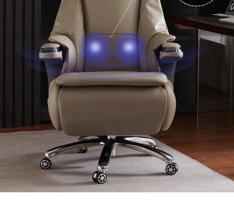 Senior Leather Office Chairs Ergonomic Comfortable Adjust Recliner Office Chairs Mobile Luxurious Furniture Silla Oficina LXOC