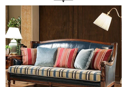 European Living Room Sofa Elegant Loveseat Wooden Modern Luxury Lounge Sofa Puffs Modular Wooden Canape Salon Furniture Home