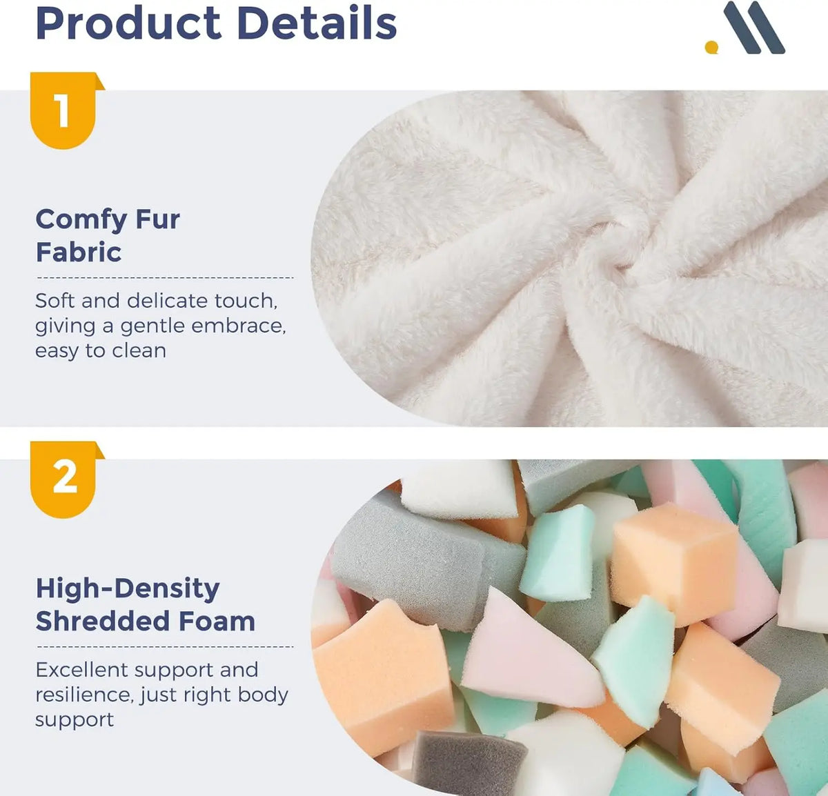 Bean Bag Chair with Back Support, Faux Fur Floor Sofa for Adults & Kids, Beige