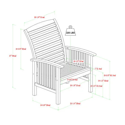 Modern 2-Piece Slat-Back Patio Chairs with Cushions - Dark Brown
