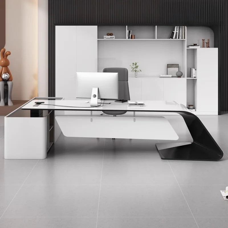 Aesthetic Executive Luxury Desk, Manager L Shaped Modern, Designer Computer Table Organizer Workstation Escritorio Design