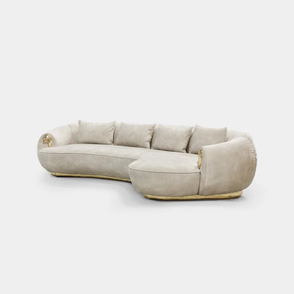 db-Modern Style Frosted Genuine Leather Curved Multi-Seater Sofa Light Luxury High-End for Large Villas Living Rooms Sponge@