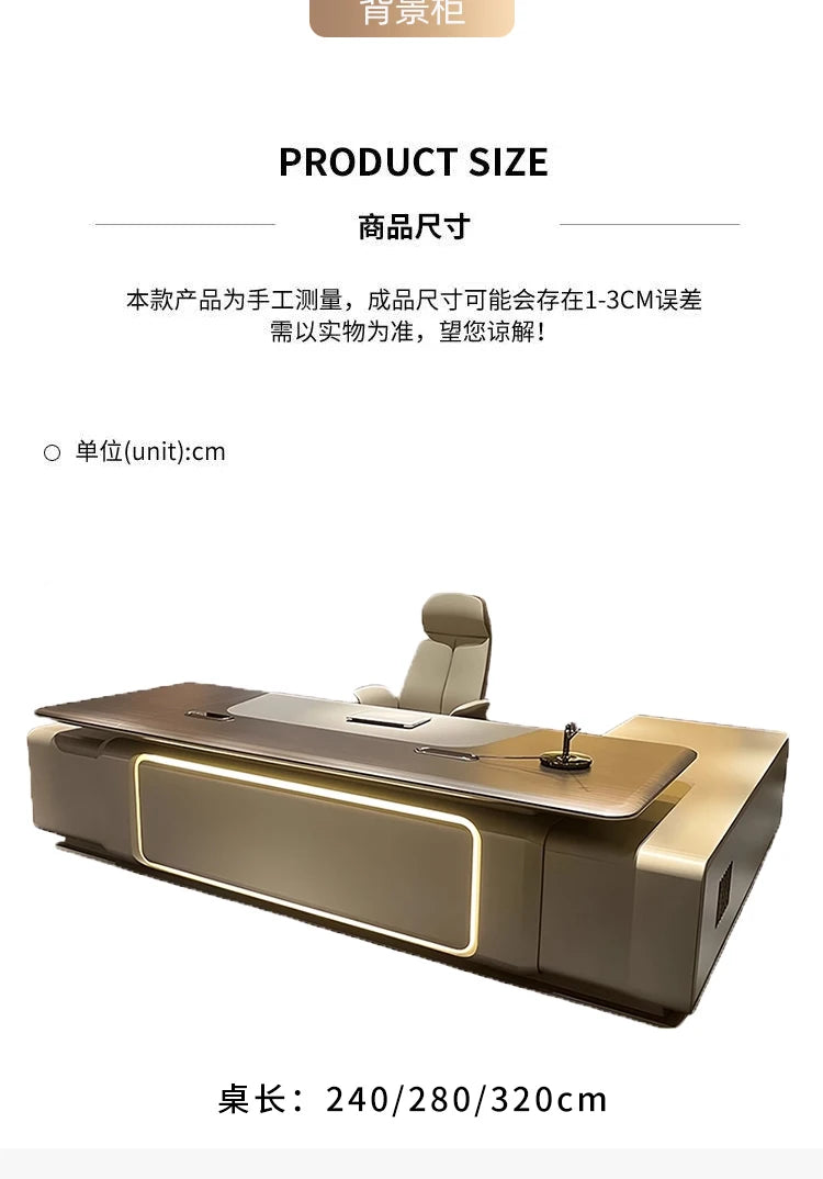 Elegant Light Luxury office desk Modern large high-end design executive desk Minimalist interior escritorio oficina furniture