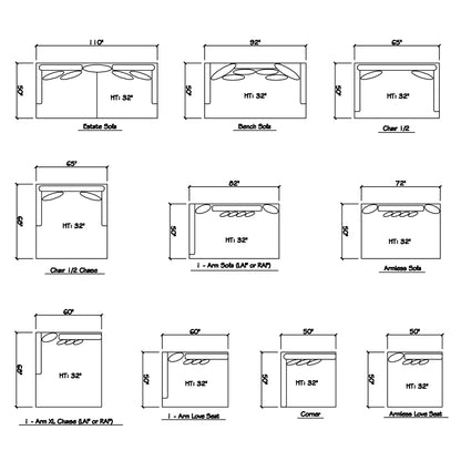 Custom ATUNUS American Thick Striped Corduroy Plush Modular Sectional Sofa Couch Set Compression Fabric Living Room Sofa