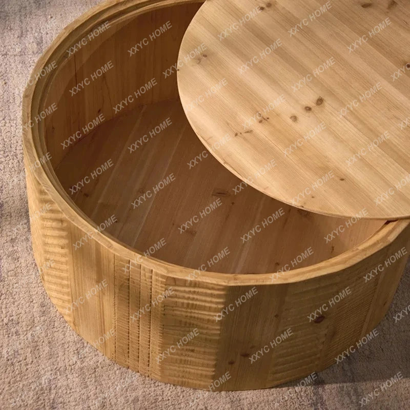 Y Solid wood small coffee table storage living room sofa  mobile side table retro Nordic creative log