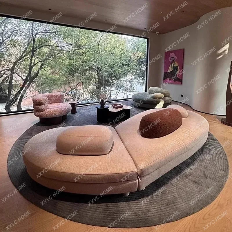XX  Pebble Sofa Large Flat Layer Love Special-shaped Green Fabric Module Combination Arc