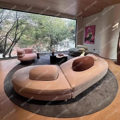 XX  Pebble Sofa Large Flat Layer Love Special-shaped Green Fabric Module Combination Arc