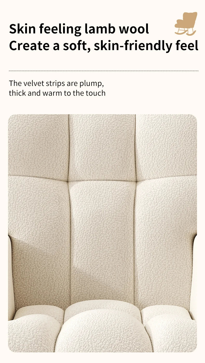 Rocking Chair Leisure Chair, High-Back Armchair with Padded Seat, Velvet Fabric, Solid Wood, Soft-Covered Rocking Chair for Office