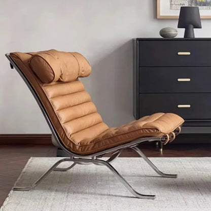 Leisure chair living room high-end retro recliner medium antique stainless steel sofa chair comfortable
