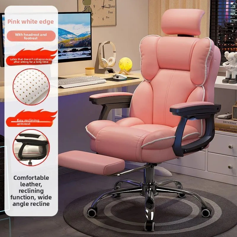 Ergonomic Bow Shape Computer Chair Home Office Dorm Recliner Comfortable Long Hours Support Gaming Chair Usability Furniture