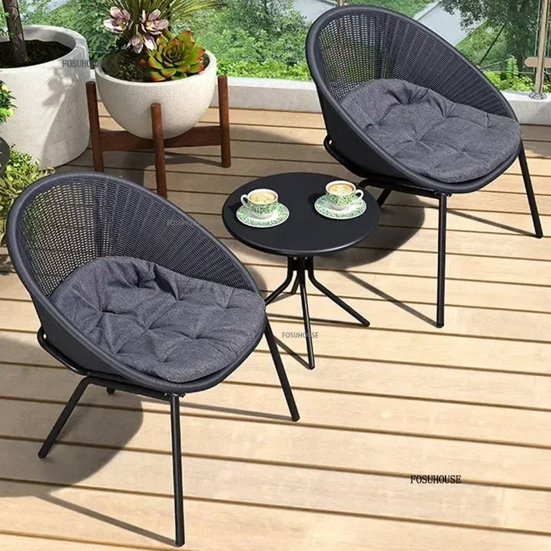 Outdoor Rattan Chair Garden Furniture Set Household Outdoor Balcony Leisure Table and Chair Three-piece Set Mini Coffee Table