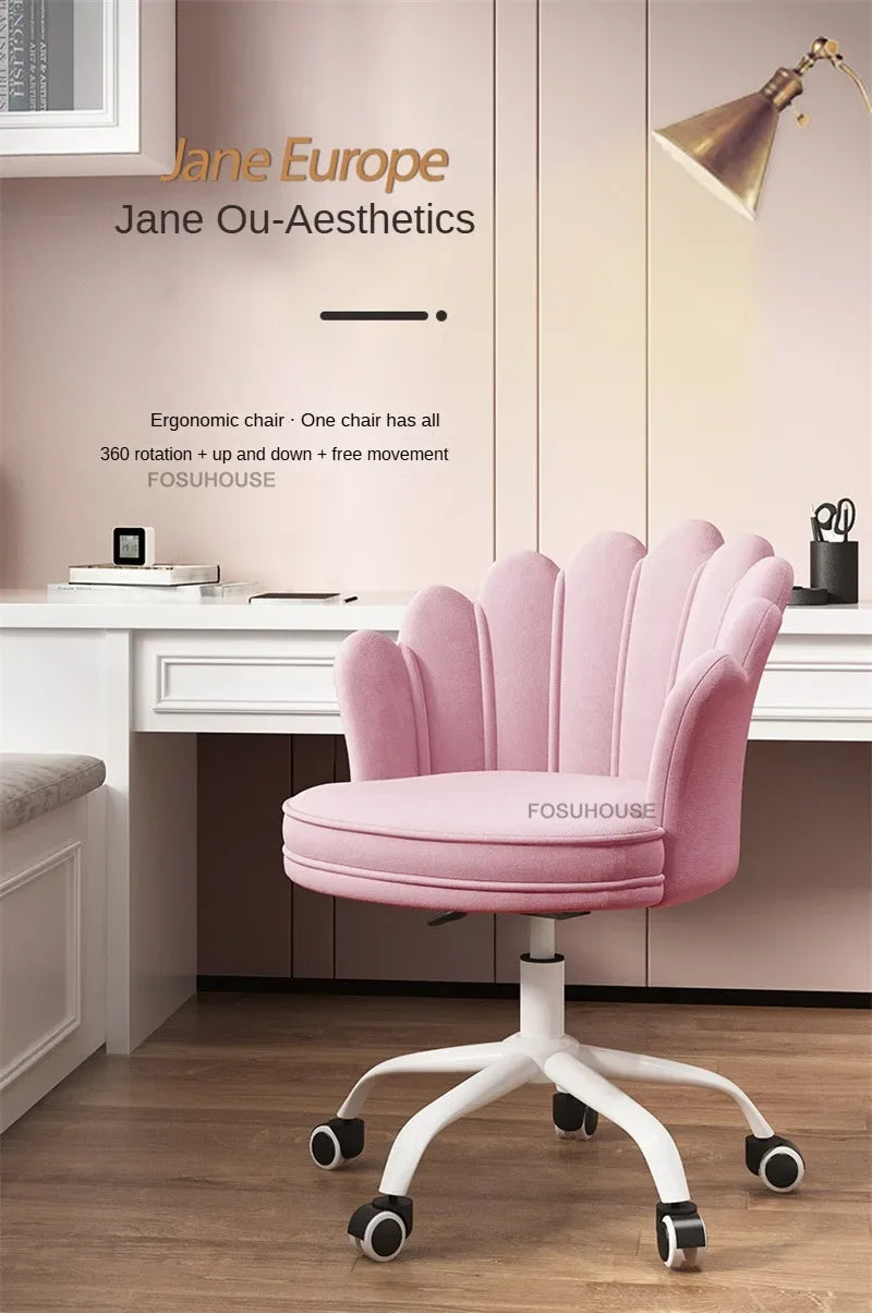 Creative Simple Fabric Petal Office Chairs Household Bedroom Gaming Chairs Lift Backrest Computer Chair for Study Desk Chair WW