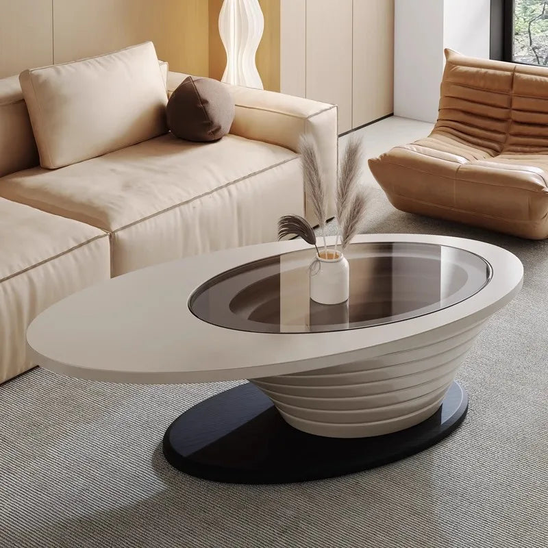 Round Designer Coffee Table Books Nordic Aesthetic Unique Coffee Table Glass Living Room Modern Mesa Auxiliar Salon Furniture