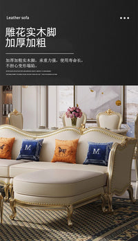 ZZ ZF Light Luxury Leather Solid Wood Sofa Combination Simple Luxury Complete Villa