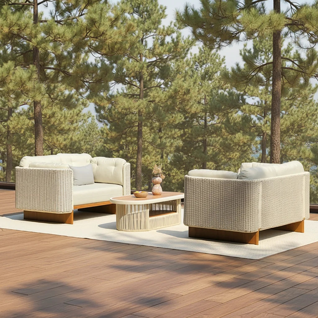Meiqi Luxury Modern Durable Outdoor Garden Sofa Set with  Aluminum Alloy Frame Waterproof Sunproof Patio Lounge Sofa Combination