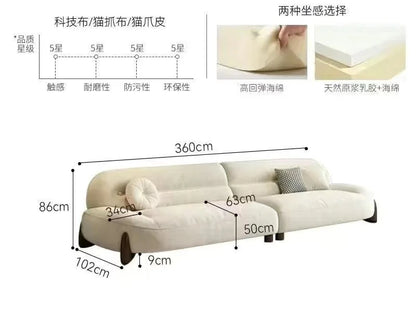 Sofa cream style, minimalist cat claw cloth leather art, small apartment living room arc sofa