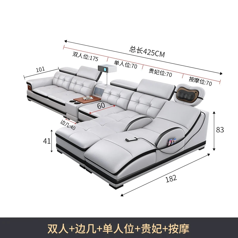 Modern Minimalist Sofa Electric Massage Chiar Floor Multifunctional Corner Sofa Lounges Relaxing Living Room Couch Furniture