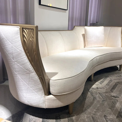 Caracole Adela Luxury Home Furniture Curved High Quality for Wood Frame Couch Modern White Sofa Set for Living Room New Design