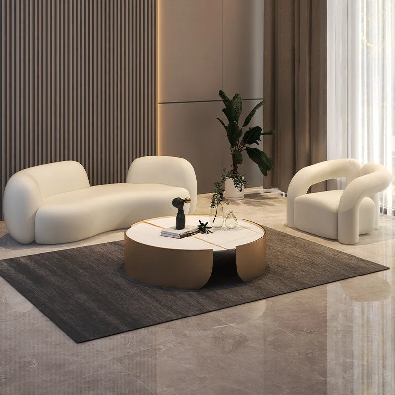 New Design Nordic Living Room Furniture Cloth Sofa Modern Fabric Office Hair Salon Frame Waiting Sectional Cashmere Sofa Set