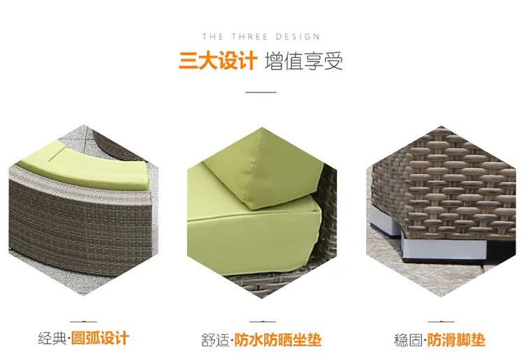 Outdoor round rattan sofa combination curved living room sofa