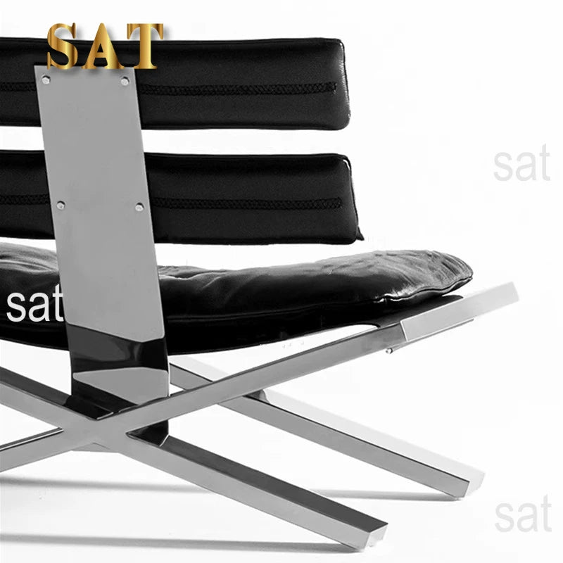 -*Designer Medieval Recliner Living Room Creative Stainless Steel Single Chair Hotel Homestay Leisure Chair Bauhau Furniture Hom