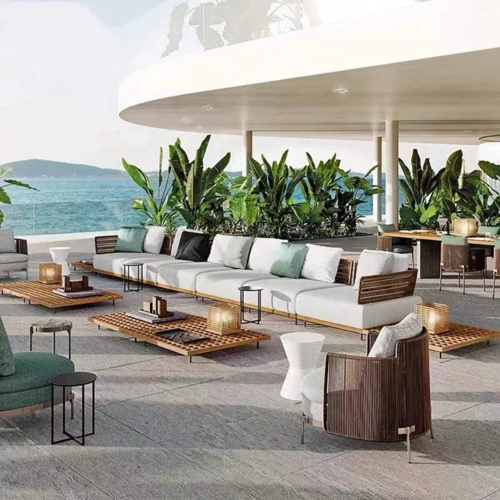 Modern Outdoor Furniture Waterproof Rattan Aluminum Frame Patio Sectional Sofa Set for Garden Living Room Courtyard