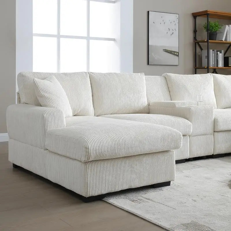 Oversized U-Shaped Cloud Sectional Sofa for Living Room, 126