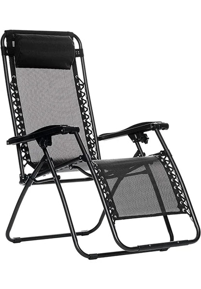PHI VILLA XXL Oversized Padded Zero Gravity Chair, Foldable Patio Recliner, 30" Wide Seat Anti Gravity Lounger with Cup Holder,