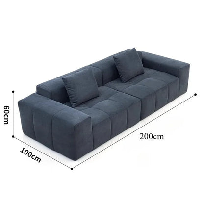 Full Sponge Compressed Fabric Sofa Modern Simple Living Room Couch Tofu Block Sofa Small Apartment Straight Row Combination Sofa