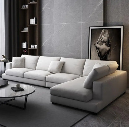 @# Modern Living Room Furniture L Shaped Sectional Sofa Set Nordic Minimalism Fabric Couch Combination 4 Seater Corner Sofa