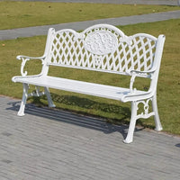150CM Cast Aluminum Outdoor Bench Chair Patio Bench Metal Benches Park Bench for Garden Outdoor Patio Leisure
