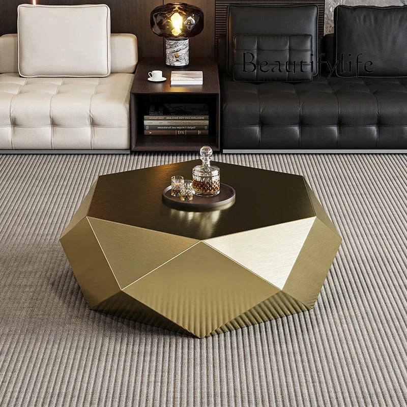 VV Italian minimalist gold diamond coffee table designer high-end small apartment hotel KTV special-shaped light luxury living r