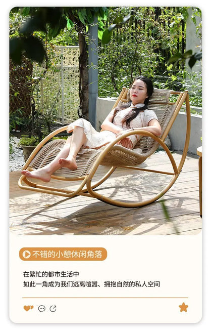Balcony leisure rocking chair waterproof sunscreen courtyard recliner rattan