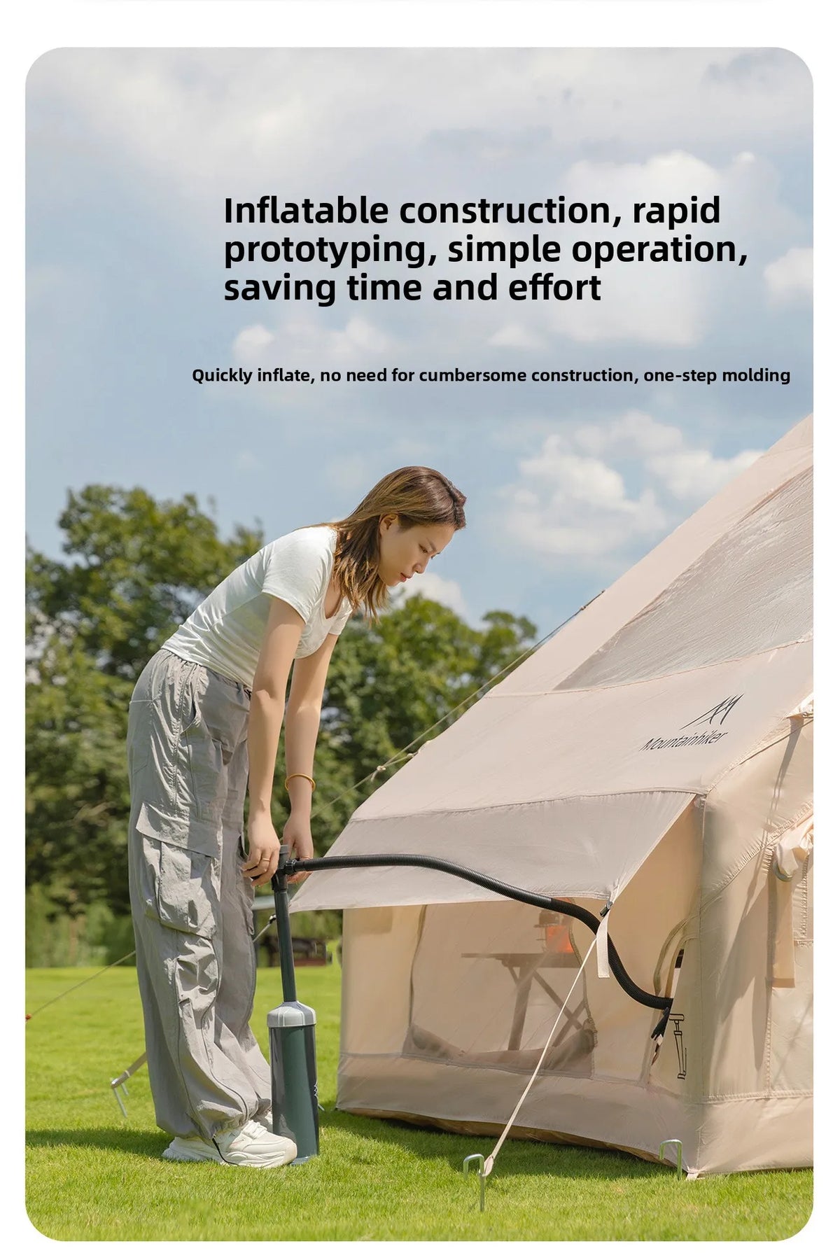 The Mountainhiker Inflatable Tent,equipped with Storage Bags and An Air Pump, Is Ideal for Outdoor Hiking Activities