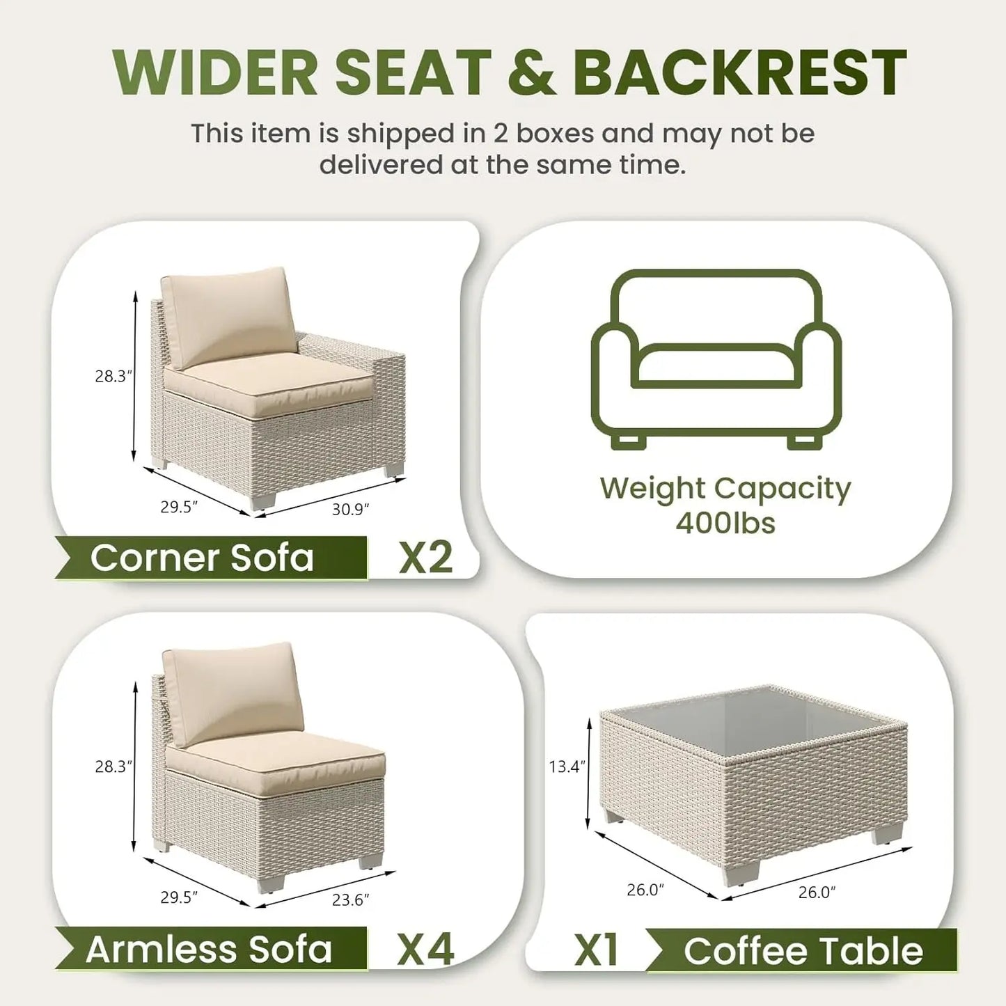 7 Pieces Outdoor Patio Furniture Set, Outdoor Sectional Furniture Set, All-Weather PE Rattan Wicker Sofa with, Customized