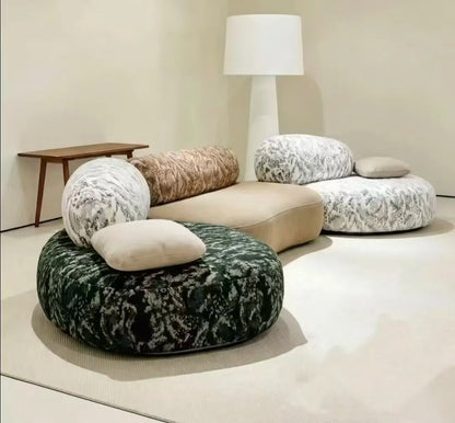 Italian minimalist pebble art sofa villa large flat living room special-shaped module fabric sofa Internet celebrity