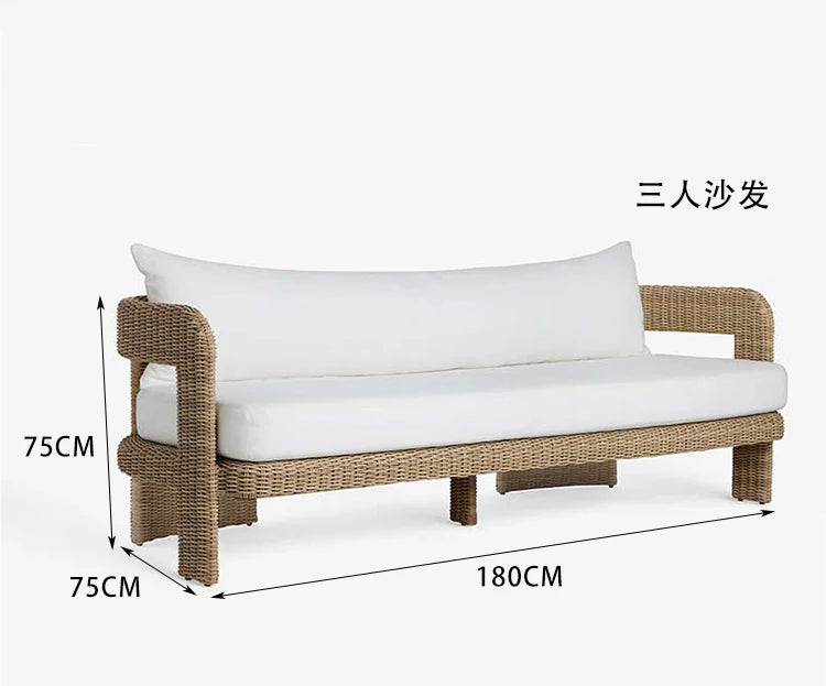 Outdoor courtyard garden, leisure rattan sofa, rattan chair combination, outdoor balcony, waterproof and sunscreen furniture