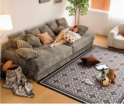 Thick Corduroy Cloud Living Room Sofa Customizable Sofa Extra Wide Suitable for Family Use Vacuum Compression Sofa Furniture