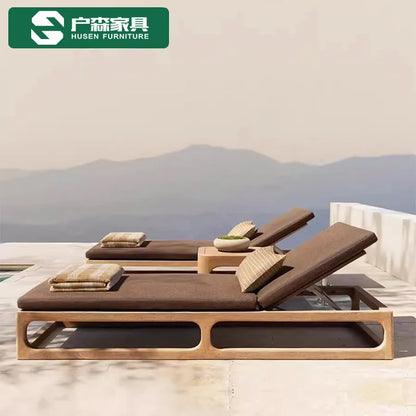 YFY Outdoor Recliner Villa Courtyard Waterproof Sunproof Hotel Resort Pool Outdoor Terrace Anti-corrosion Wood Reclining Bed