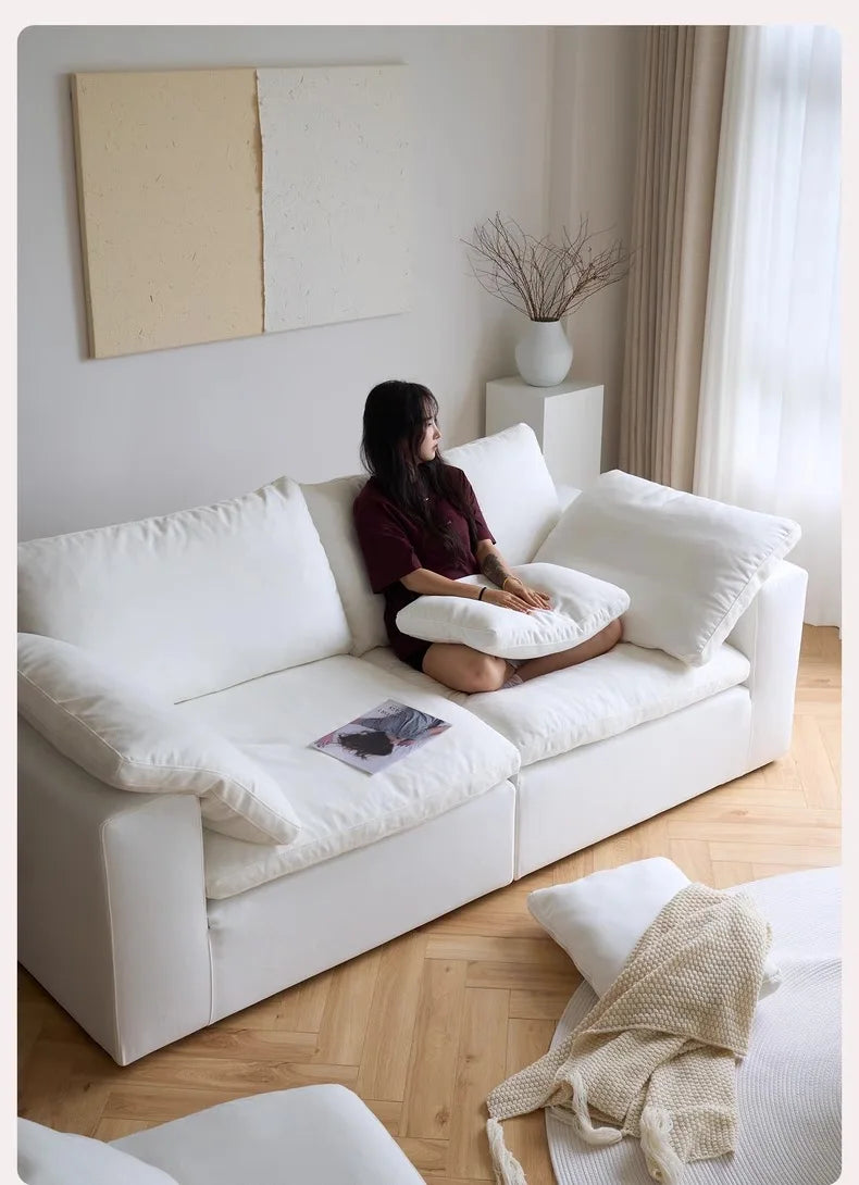 Vacuum compression cloud sofa lazy chenille fabric small apartment living room free combination module sofa furniture