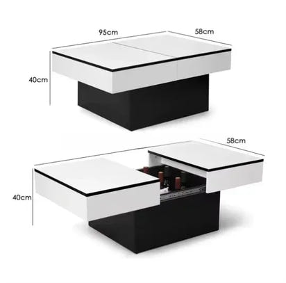 KD Wholesale Coffee Table  Living Room White & Black Modern High-Gloss Coffee Table with Hidden Storage
