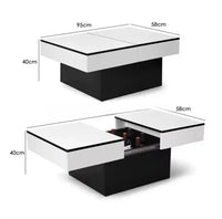 KD Wholesale Coffee Table  Living Room White & Black Modern High-Gloss Coffee Table with Hidden Storage