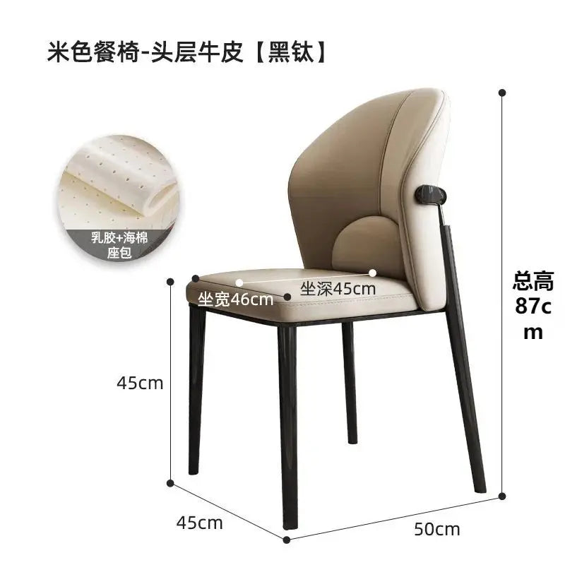 Italian Dining Chair Home Nordic Backrest Chair High-end Restaurant Stool Hotel Modern Simple Light Luxury Stainless Steel Chair