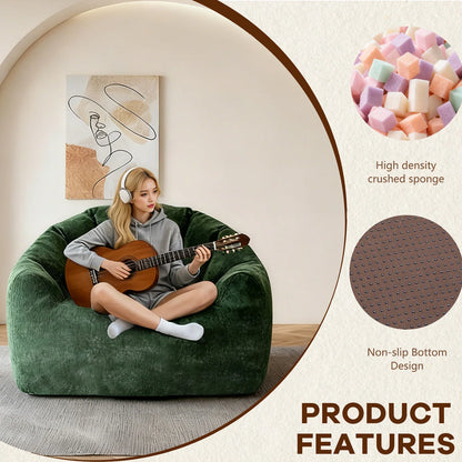 Adult bean bag chair, ultra-large, boneless sofa; reading chair with rabbit fur fabric; living room furniture, memory foam lazy