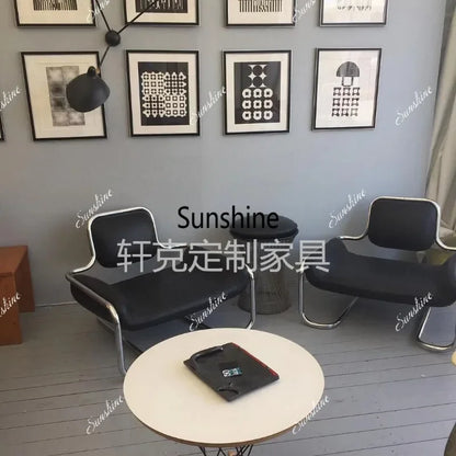 Nordic medieval curved special-shaped convex chair stainless steel light luxury backrest single chairTJ