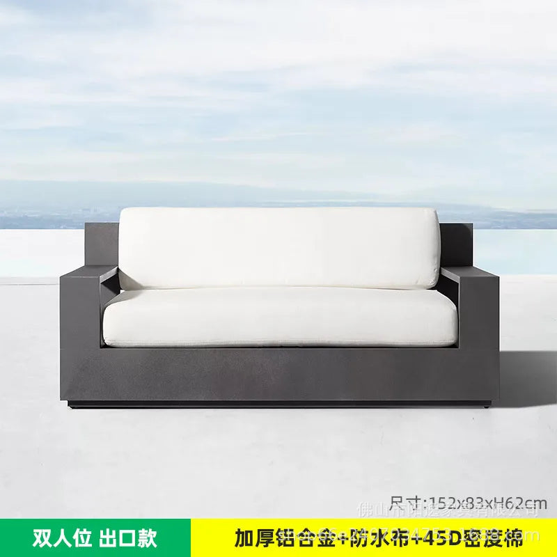 Outdoor high-end sofa villa garden courtyard hotel swimming pool leisure outdoor waterproof and sunscreen aluminum  combination