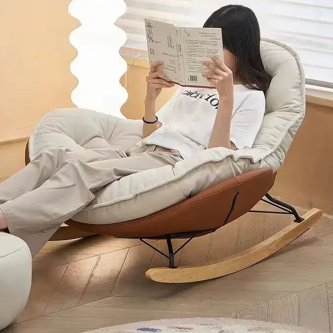 Elegant Nordic Rocking Chair for Living Room Single Penguin Chair Cozy Lazy Sofa Stylish Lounge Chair for Balcony and Patio