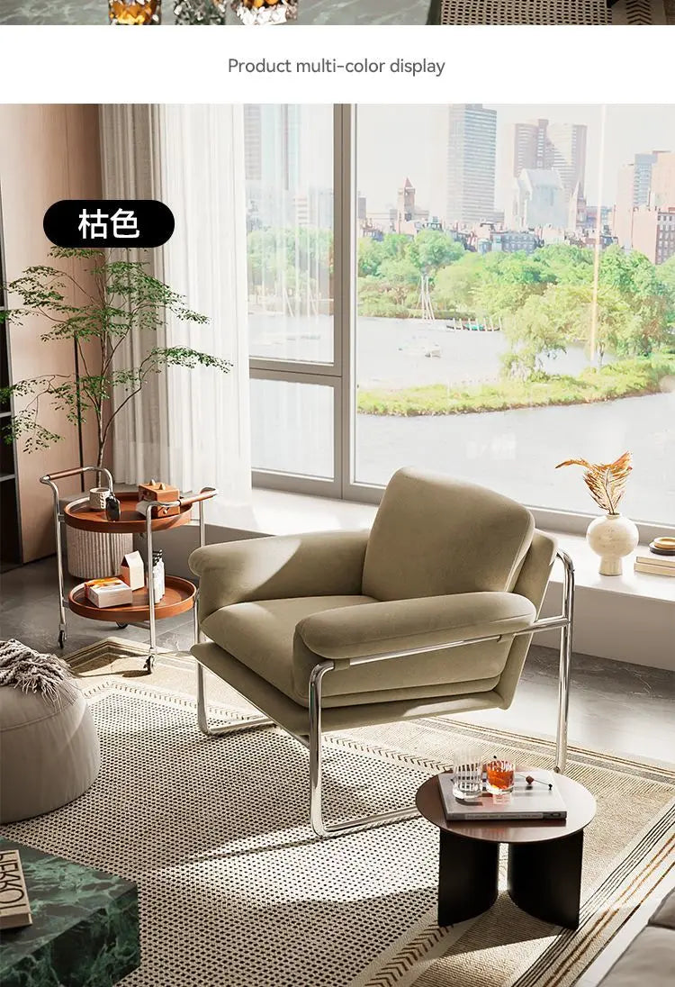 Bauhaus Antique Style Stainless Steel Designer Sofa Chair Living Room Home Balcony Leisure Recliner Negotiation Chair
